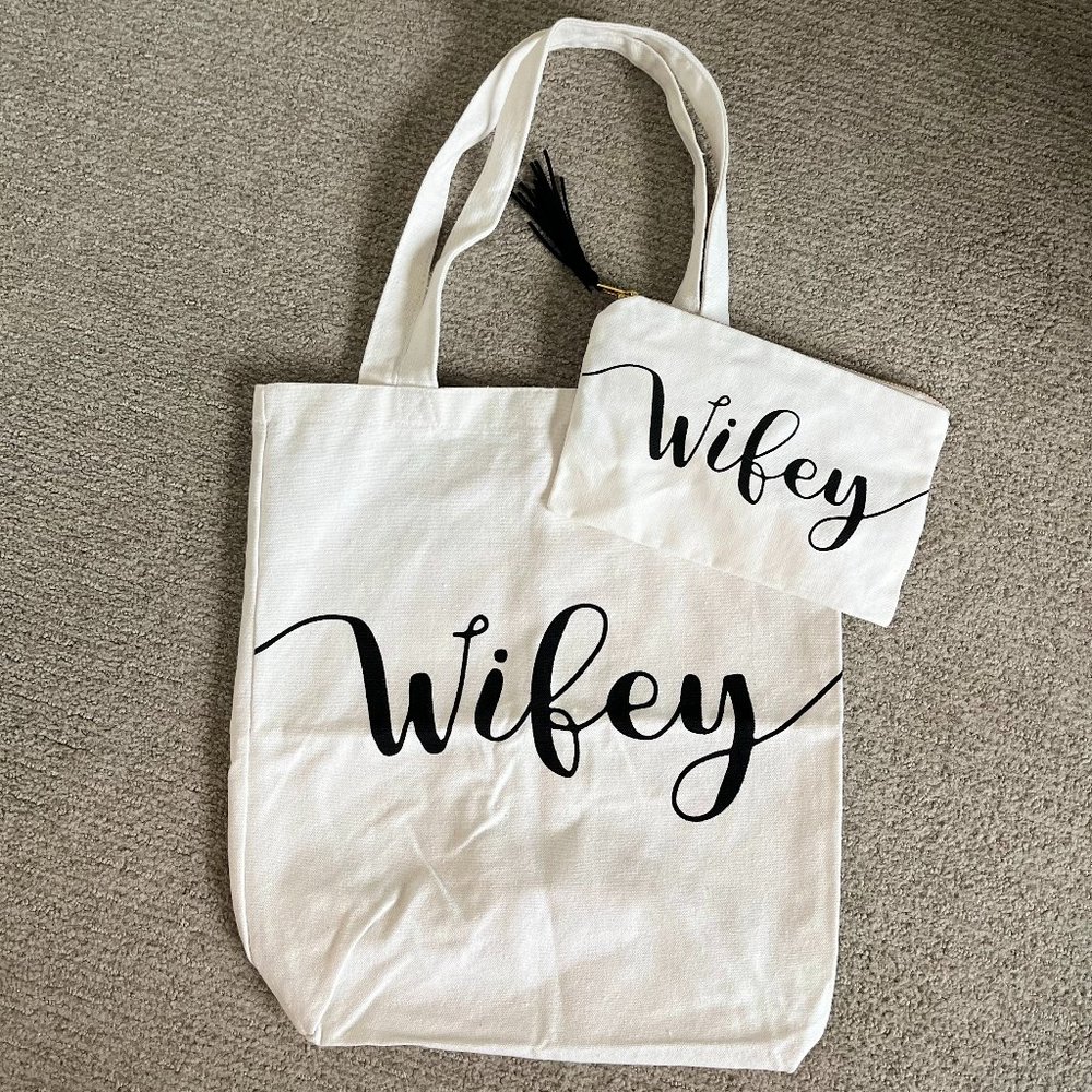 Wifey Canvas Tote Bag and Pouch